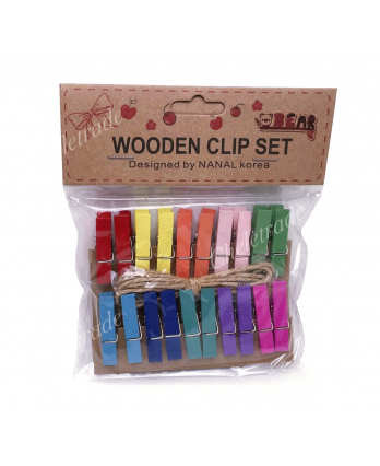 Wooden Clip Set 20s Coloured